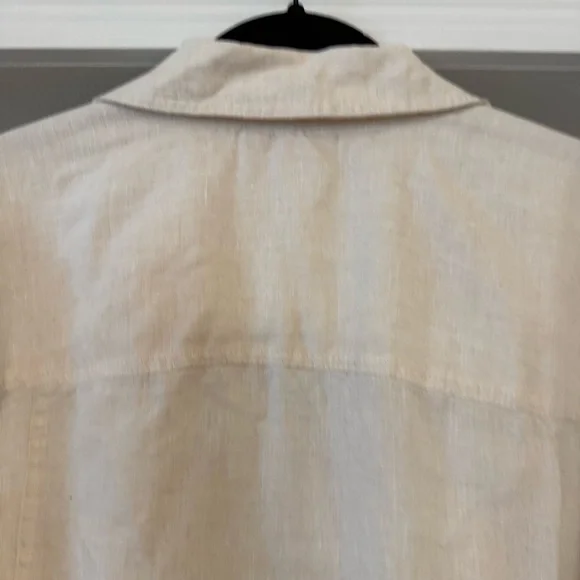 JM Collection 100% Linen Cream Gold Button Down Long Sleeve Blouse Sz 20W NWT - Picture 10 of 12